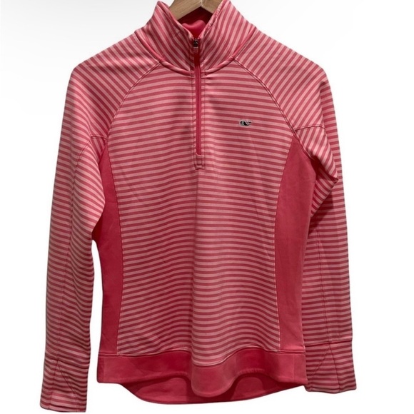 Vineyard Vines Jackets & Blazers - Vineyard Vines Performance Pink Striped Half Zip Athletic Pullover Small